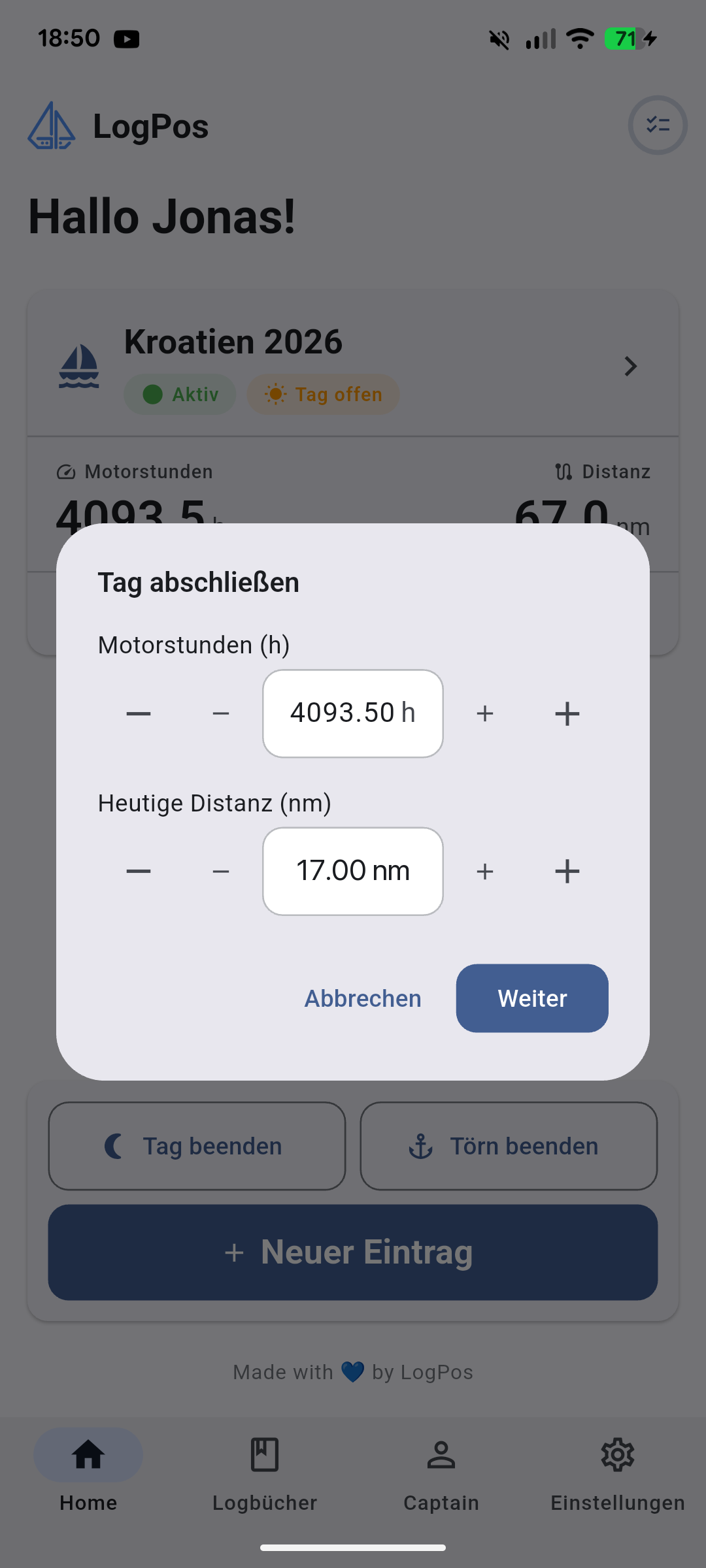 LogPos Tag abschließen